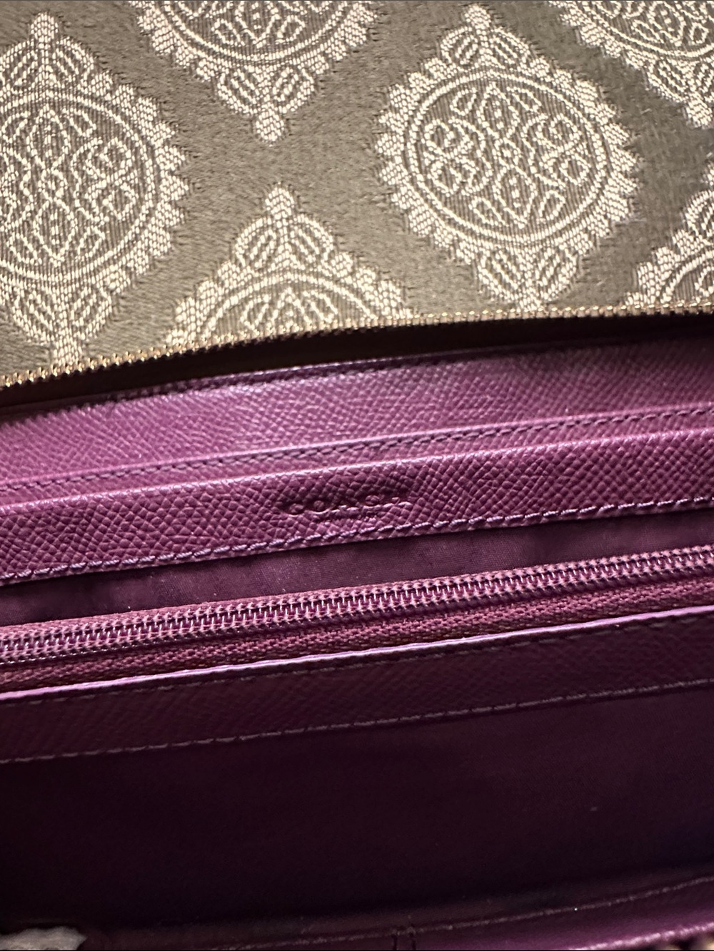 Coach Brown Signature Wallet with Purple Leather Band - Picture 4 of 4